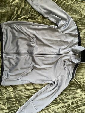 Nike Gray Full-Zip Athletic Jacket with Black Accents